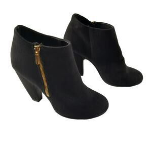 Massini‎ Black Cece Heeled Booties Women 8 GUC Classy Goth Witchy Witchcore Edgy